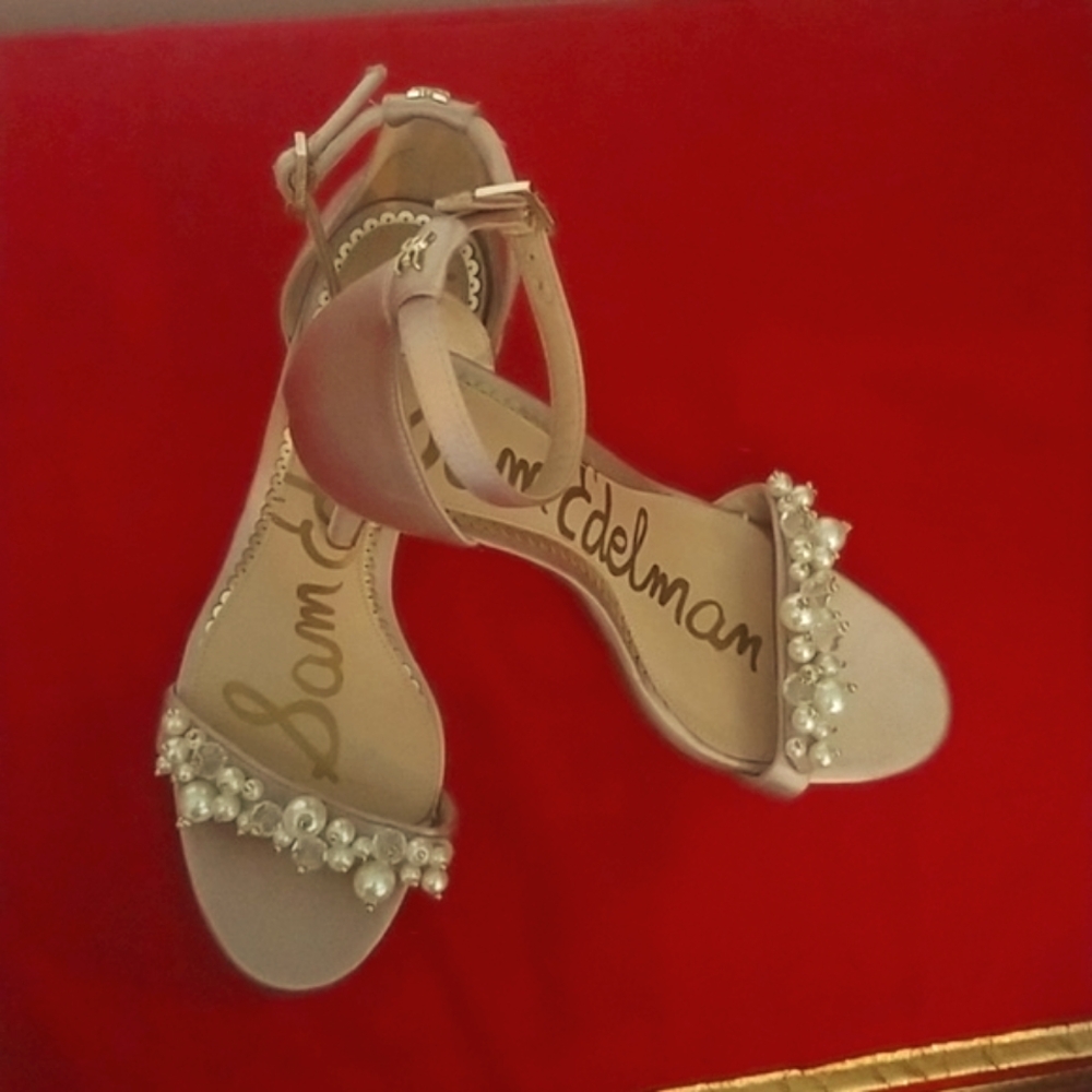 ❤❤️ Sam Edelman Dressy Heel Front Strap w-Pearl Bead - Blush Pink - Picture 6 of 9